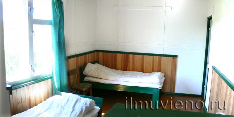 односпальные кровати, зеленая комната